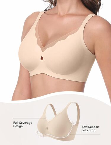 LUCKMEEY Bras for Women No Underwire Wireless Mesh Seamless T-Shirt Bra Full Coverage Push up Comfortable Everyday Bra in Saudi Arabia