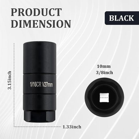 Oil Pressure Sensor Socket,Hexagonal Drive-27mm Socket Socket for Removing Oil Sending Unit,Heavy Duty Chrome Molybdenum Steel 1 1/16 Socket Fits 3/8" Drive,1 1/8" Hex Wrench (Black) in Kuwait