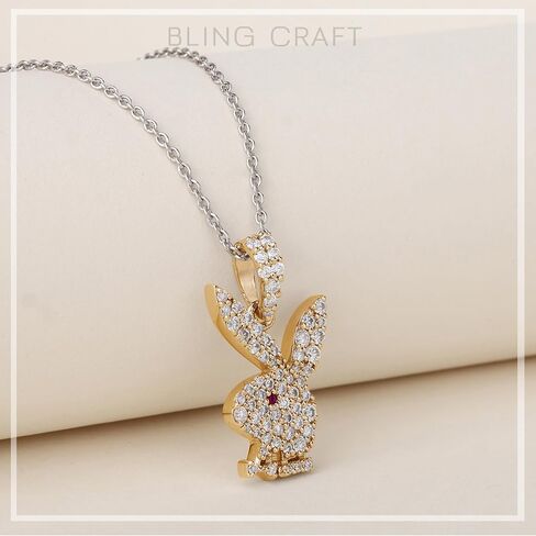 نجم الكلب بني قلادة للرجال جولة moissanite الهيب هوب 14K الذهب مطلي 925 الفضة الاسترليني (اللون D ، vvs1) in Kuwait