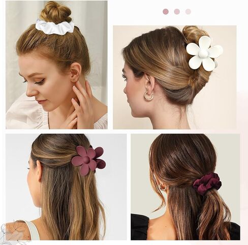 DEEKA 16 Pcs Bridesmaid Proposal Gifts Set Flower Hair Claw Clips with Floral Card & Satin Scrunchies Proposal Box Bridal Party Gift Bridesmaids Bachelorette Party Favors (White&Burgundy) in Saudi Arabia