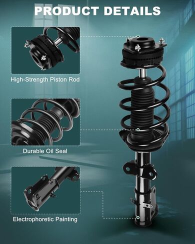 Automuto Front Pair Complete Struts Spring Assembly Assorber متوافق مع 2008 2009 2010 2011 2012 2013 2014 2015 لـ Chrysler Town Country ، 08 09 10 11 12 13 14 15 لـ Dodge Grand Caravan in Saudi Arabia