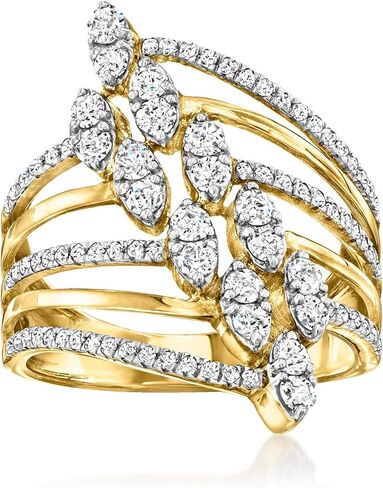 Ross-Simons 1.00 ct. t.w. Diamond Multi-Row Navette Ring in 18kt Gold Over Sterling in Kuwait