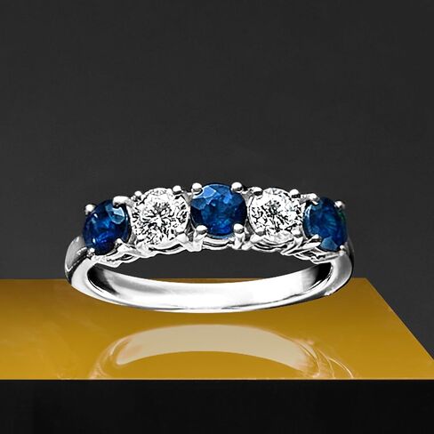 Ross-Simons 0.80 CT. T.W. الياقوت و .50 ct. T.W. خاتم الماس المزروع في المختبر بالذهب الأبيض 14 كيلو بايت in Kuwait