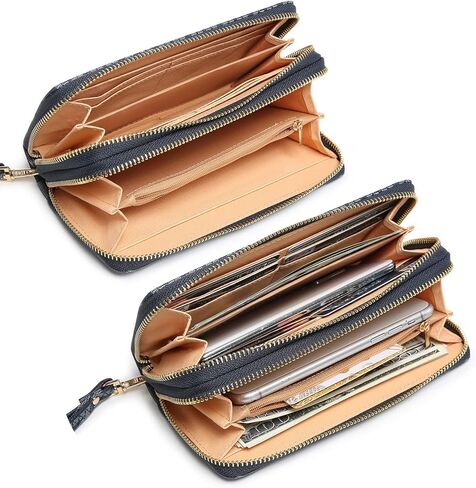 MKP Collection Womens Fashion Zip onteal Wallet Long Purse Card Card حامل Bifold Bifold Ladies Cluth Wristlet Wrist Strap in Kuwait