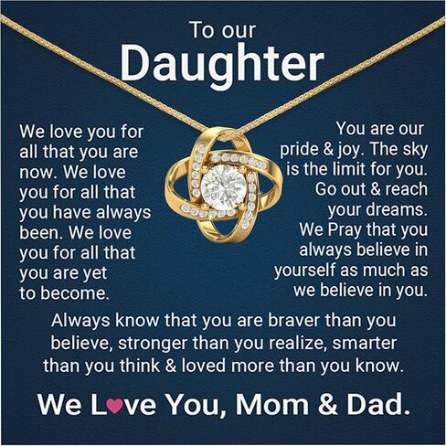 Present for Girls Necklace From Parent to Daughter Love Knot Jewelry Gift From Dad and Mom for Women in Saudi Arabia