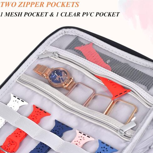 شاهد حالة تخزين فرقة Watch Watch Band Organizer Bag Watch Case وحامل الحامل الحامل الحامل الذي يتوافق مع 35 حلقات وملحقات in Kuwait