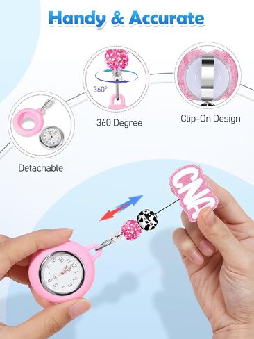 Plifal Nurse Watch Nursing Pocket Badge Fob with Second Hand - Retractable Clip On Clock with Secondhand for Medical Staff Women Men in Saudi Arabia