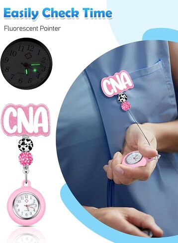 Plifal Nurse Watch Nursing Pocket Badge Fob with Second Hand - Retractable Clip On Clock with Secondhand for Medical Staff Women Men in Saudi Arabia