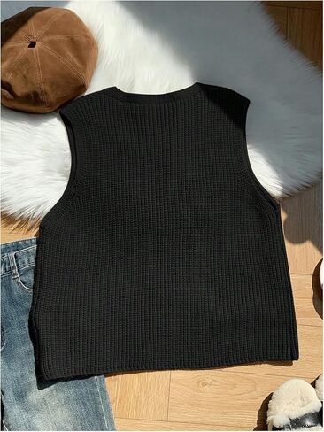 Verdusa Women's Plus Size Bow Tie Front Sweater Vests Sleeveless V Neck Knitted Cardigan Outwear in Kuwait