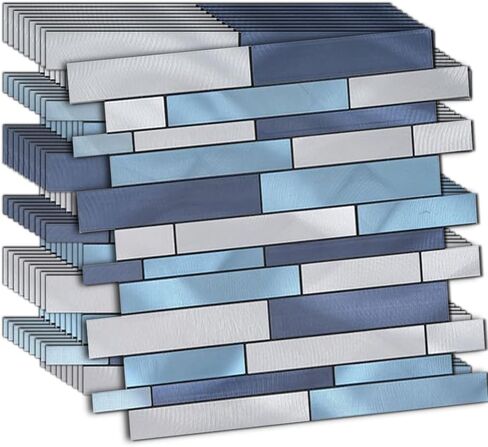 Weimeisc 10 Sheets Peel and Stick Backsplash Tile for Kitchen, Self-Adhesive Mosaic Tile, Stick on Bathroom Vanities，Fireplace Décor, Laundry Table(11.25" X 12.7") (Blue Series) in Saudi Arabia