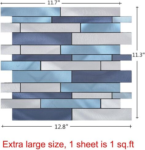 Weimeisc 10 Sheets Peel and Stick Backsplash Tile for Kitchen, Self-Adhesive Mosaic Tile, Stick on Bathroom Vanities，Fireplace Décor, Laundry Table(11.25" X 12.7") (Blue Series) in Saudi Arabia