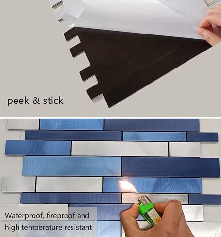 Weimeisc 10 Sheets Peel and Stick Backsplash Tile for Kitchen, Self-Adhesive Mosaic Tile, Stick on Bathroom Vanities，Fireplace Décor, Laundry Table(11.25" X 12.7") (Blue Series) in Saudi Arabia