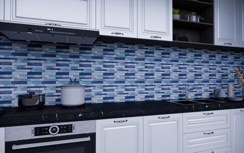 Weimeisc 10 Sheets Peel and Stick Backsplash Tile for Kitchen, Self-Adhesive Mosaic Tile, Stick on Bathroom Vanities，Fireplace Décor, Laundry Table(11.25" X 12.7") (Blue Series) in Saudi Arabia