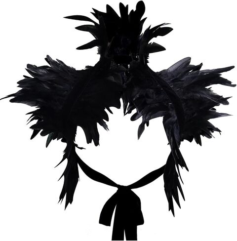 L'VOW Gothic Real Natural Feather Shrug Shawl Shoulder Wrap Cape Victorian Collar in Saudi Arabia