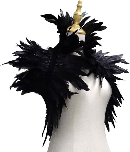 L'VOW Gothic Real Natural Feather Shrug Shawl Shoulder Wrap Cape Victorian Collar in Saudi Arabia