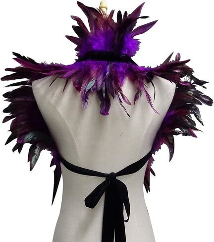 L'VOW Gothic Real Natural Feather Shrug Shawl Shoulder Wrap Cape Victorian Collar in Saudi Arabia