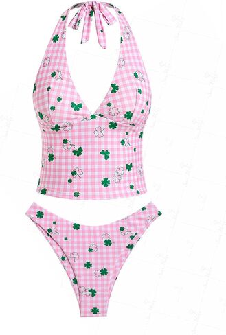 seamoly Women’s Floral Tankini Set, Halter Neck Two-Piece Swimsuit with Tie Detail in Saudi Arabia