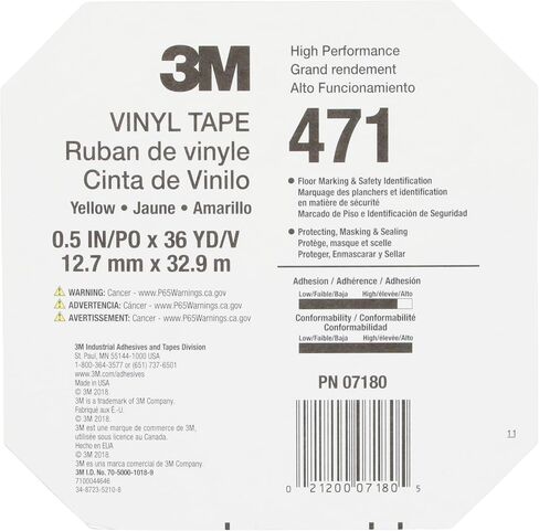 3M Vinyl Tape 471, 1/2 in x 36 yd, Black, 1 Roll, Black Floor Tape, Paint Alternative for Floor Marking, Social Distancing, Color Coding, Safety Marking in Saudi Arabia