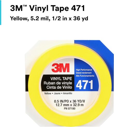 3M Vinyl Tape 471, 1/2 in x 36 yd, Black, 1 Roll, Black Floor Tape, Paint Alternative for Floor Marking, Social Distancing, Color Coding, Safety Marking in Saudi Arabia