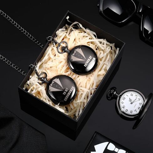 Quelay 6 Pcs Wedding Gifts for Wedding Engraved Pocket Watch Proposal Gifts Father of The Bride & Bridesman Set Roman Numerals Pocket Watch with Chain Gift Box in Saudi Arabia