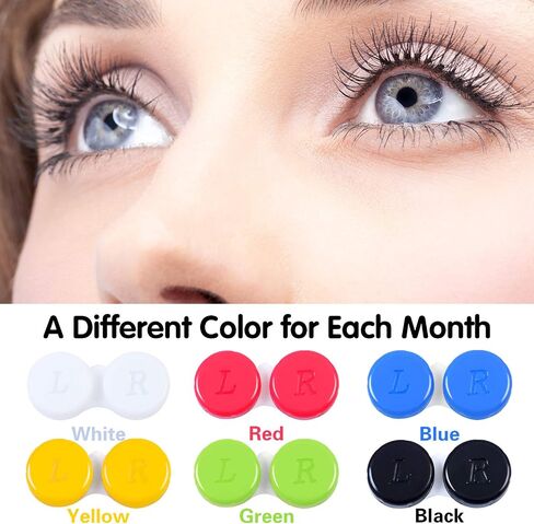 Elcoho 24 Pack Contact Lens Cases Contact Lens Holder Box Left/Right Eyes Contact Lens Container, 6 Colors in Kuwait
