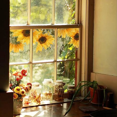 Stained Glass Window Stickers Double-Sided Hand Drawn Window Film, Transparent Static Cling Glass Door Border Decals for Home Decor, Dragonfly 1 Set in Kuwait