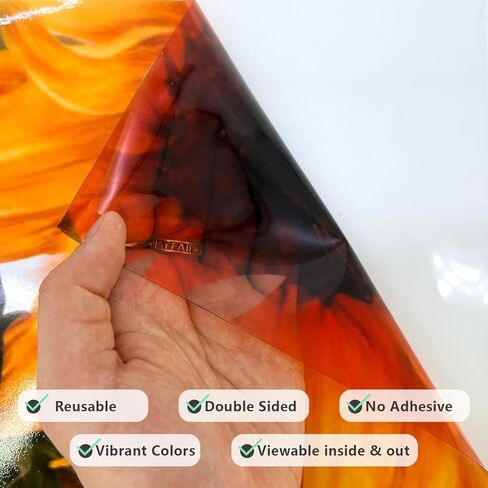 Stained Glass Window Stickers Double-Sided Hand Drawn Window Film, Transparent Static Cling Glass Door Border Decals for Home Decor, Dragonfly 1 Set in Kuwait