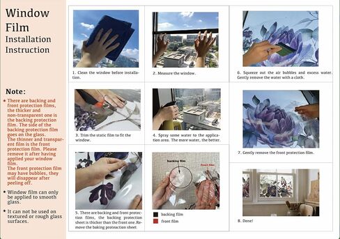 Stained Glass Window Stickers Double-Sided Hand Drawn Window Film, Transparent Static Cling Glass Door Border Decals for Home Decor, Dragonfly 1 Set in Kuwait