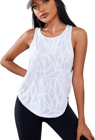 OYOANGLE Women's Geo Print Sports Athletic Tank Tops Workout Gym Sleeveless Shirts in Saudi Arabia