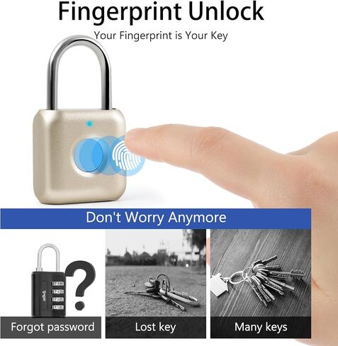 قفل بصمات الأصابع الذكية ، قفل تركيبة مع USB قابلة لإعادة الشحن ، مقاومة للماء ، مناسبة لصناديق الأدوات ، حقائب الظهر ، حقائب ، الأمتعة ، المدارس ، خزائن الصالة الرياضية ، البوابات ، الذهب in Kuwait
