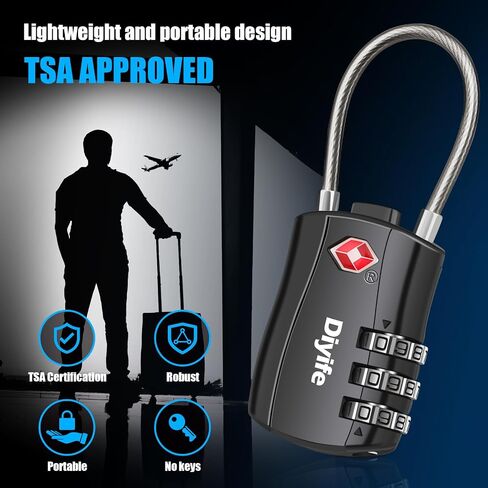 TSA Luggage Locks, [ Zinc Alloy Version][2 Pcs] Diyife TSA Approved Luggage Lock 3-Digit Re-settable Combination Lock, Code Lock for Travel Suitcase Luggage Bag Lockers (Black) in Saudi Arabia