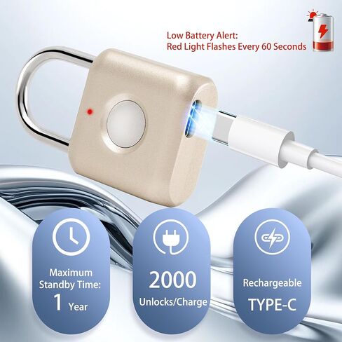 قفل بصمات الأصابع الذكية ، قفل تركيبة مع USB قابلة لإعادة الشحن ، مقاومة للماء ، مناسبة لصناديق الأدوات ، حقائب الظهر ، حقائب ، الأمتعة ، المدارس ، خزائن الصالة الرياضية ، البوابات ، الذهب in Kuwait
