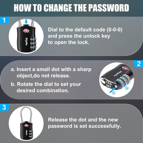 TSA Luggage Locks, [ Zinc Alloy Version][2 Pcs] Diyife TSA Approved Luggage Lock 3-Digit Re-settable Combination Lock, Code Lock for Travel Suitcase Luggage Bag Lockers (Black) in Saudi Arabia