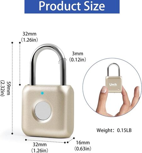 قفل بصمات الأصابع الذكية ، قفل تركيبة مع USB قابلة لإعادة الشحن ، مقاومة للماء ، مناسبة لصناديق الأدوات ، حقائب الظهر ، حقائب ، الأمتعة ، المدارس ، خزائن الصالة الرياضية ، البوابات ، الذهب in Kuwait