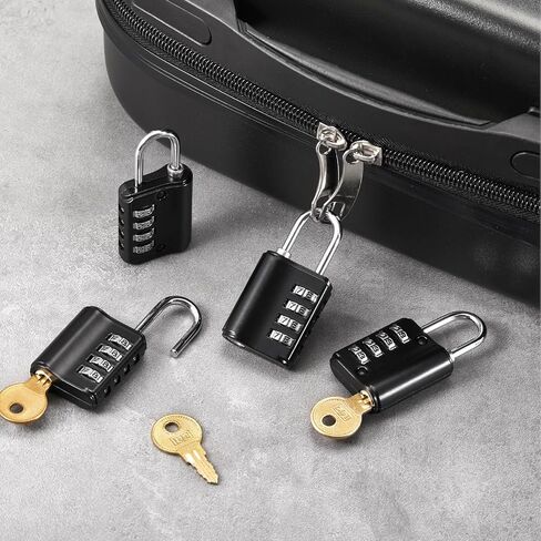 Zonon 6 PCS Lock & Key Lock ، قفلات أسود مقاومة للماء للأمتعة ، السفر ، خزانة صالة رياضية ، مدرسة ، صندوق الأدوات ، السياج ، بوابة ، وصول مزدوج الحالة (المفتاح أو المزيج) in Kuwait