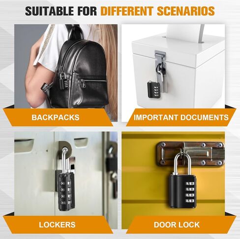 Zonon 6 PCS Lock & Key Lock ، قفلات أسود مقاومة للماء للأمتعة ، السفر ، خزانة صالة رياضية ، مدرسة ، صندوق الأدوات ، السياج ، بوابة ، وصول مزدوج الحالة (المفتاح أو المزيج) in Kuwait