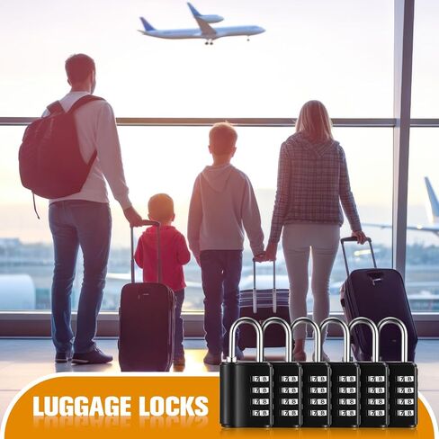 Zonon 6 PCS Lock & Key Lock ، قفلات أسود مقاومة للماء للأمتعة ، السفر ، خزانة صالة رياضية ، مدرسة ، صندوق الأدوات ، السياج ، بوابة ، وصول مزدوج الحالة (المفتاح أو المزيج) in Kuwait