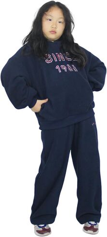 Girls 2 Piece Letter Hooded Shaker Fleece Sweatsuit Set Sweatshirt and Sweatpants Clothing Sets Tracksuits in Kuwait