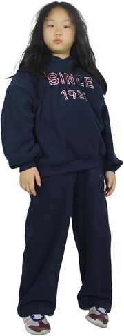 Girls 2 Piece Letter Hooded Shaker Fleece Sweatsuit Set Sweatshirt and Sweatpants Clothing Sets Tracksuits in Kuwait