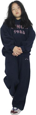 Girls 2 Piece Letter Hooded Shaker Fleece Sweatsuit Set Sweatshirt and Sweatpants Clothing Sets Tracksuits in Kuwait