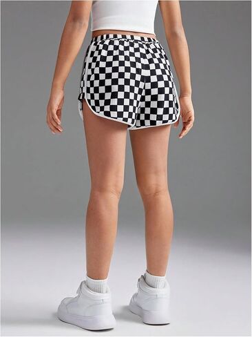 Floerns Girl's Plaid Print Track Shorts High Waisted Straight Leg Casual Shorts in Saudi Arabia