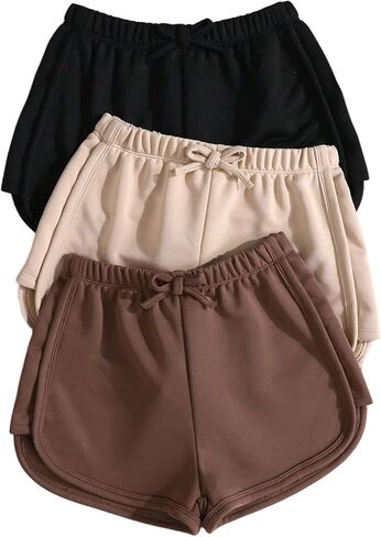 Shenhe Girl's 3 Pack Bow Front Dolphin Shorts مرنة الخصر in Saudi Arabia
