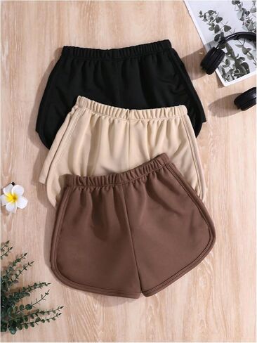 Shenhe Girl's 3 Pack Bow Front Dolphin Shorts مرنة الخصر in Saudi Arabia