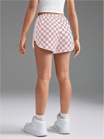 Floerns Girl's Plaid Print Track Shorts High Waisted Straight Leg Casual Shorts in Saudi Arabia