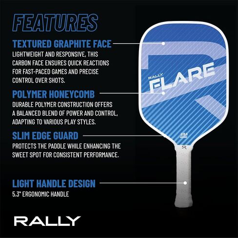 Rally Flare Graphite Pickleball Paddle | Polymer Honeycomb Core, Graphite Hybrid Composite Face | Lightweight in Saudi Arabia