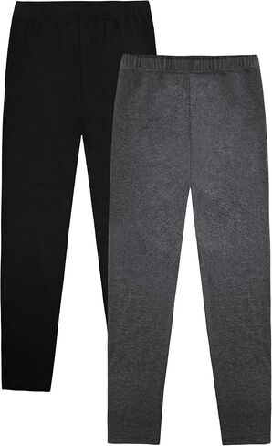 VOGRYE 2 Pack Girls Leggings Thick Cotton Leggings for Kids Full Length Pants Stretchy in Kuwait