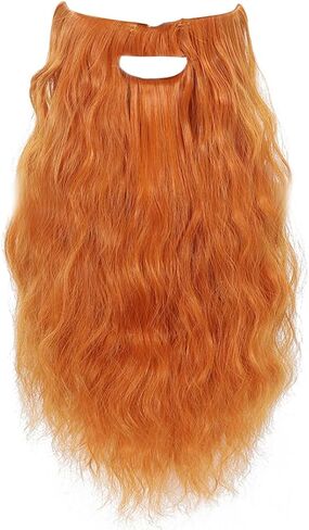FVCENT Fake Long Beard Men's Mustache Old Man Long Plush Beard Male Makeup Cosplay Stage Performance Party Costume Supplies (Long Curly Orange) in Saudi Arabia