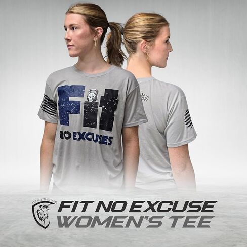 Fit No Excuses Women's T-Shirt - Motivational Gym Tee for Workouts, Running, Yoga & Casual Wear, Athletic Fitness Activewear in Saudi Arabia