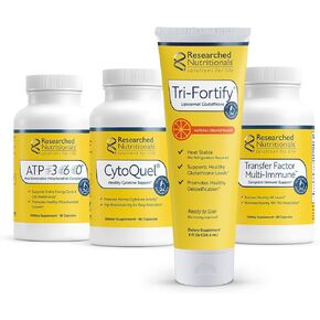 طقم مؤسسة Nutritionals Building-Tri-Fortify Liposomal Glutathione (450mg) Orange و Transfer-Factor Multi Immune و ATP 360 و Cytoquel لدعم الطاقة والمناعة والاستجابة السيتوكينات وإزالة السموم