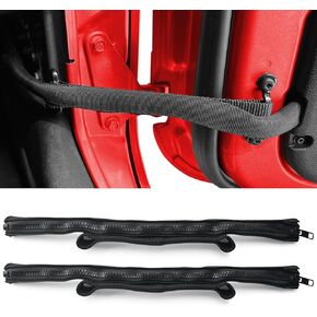 ROMASO Jeep Wrangler JK JKU 2007-2018 Door Strap, Heavy Duty Door Limit Check Strap with Zipper, 2 Pcs Black